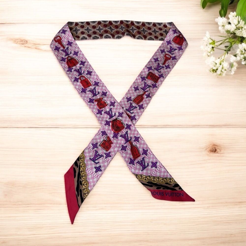 Louis Vuitton Silk Monogram Bubblegram BB Bandeau Scarf